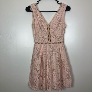 Charlotte Russe Pink Floral Lace Dress